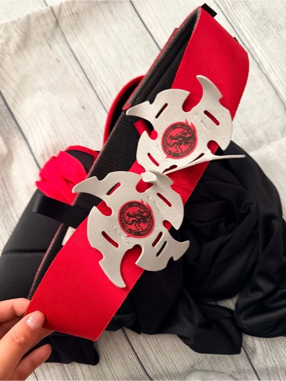Kids Black and Red Ninja Costume with Hood